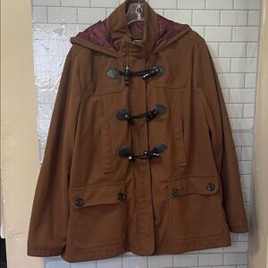 Urban Republic Classic Brown Hooded Duffle Coat with Toggle Closures size 2X